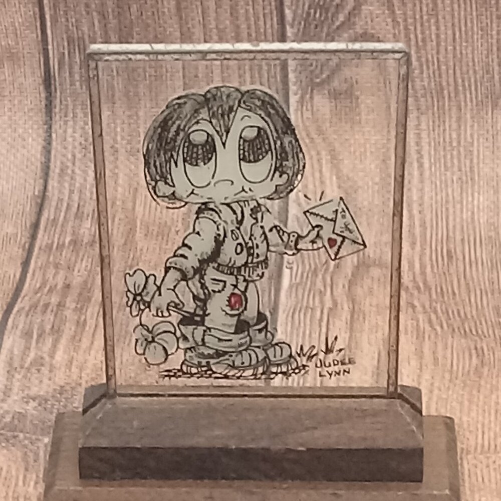 LEONARD CREATIONS Valentine Glass Card Heart Love Mail Boy Judee Lynn